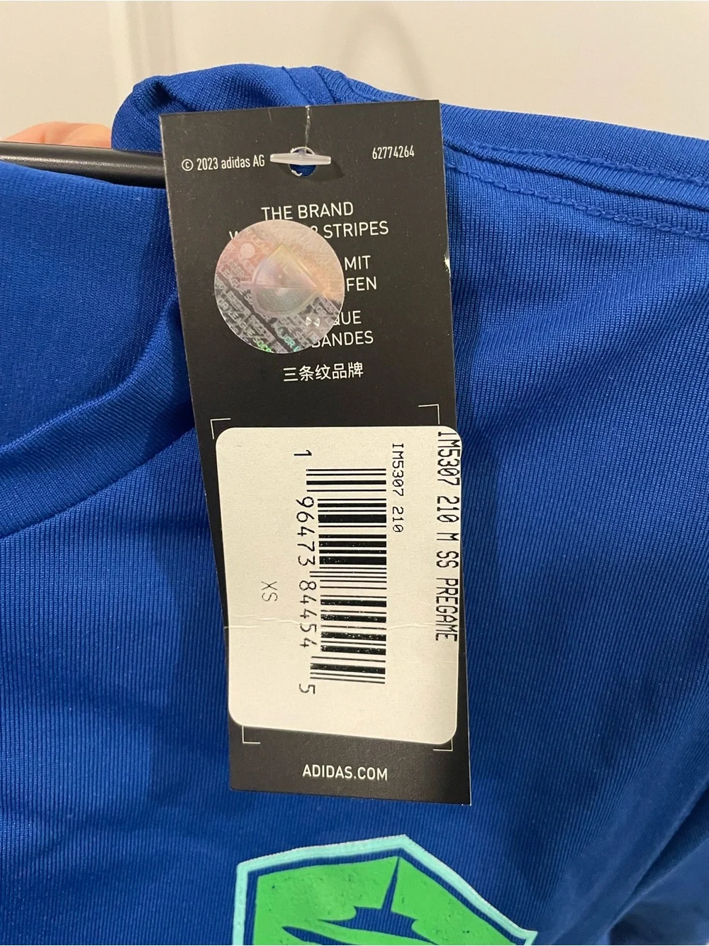 adidas Royal Blue Tee with Neon Green Seattle Crest